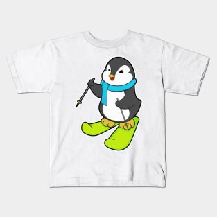 Penguin as Skier with Ski Kids T-Shirt